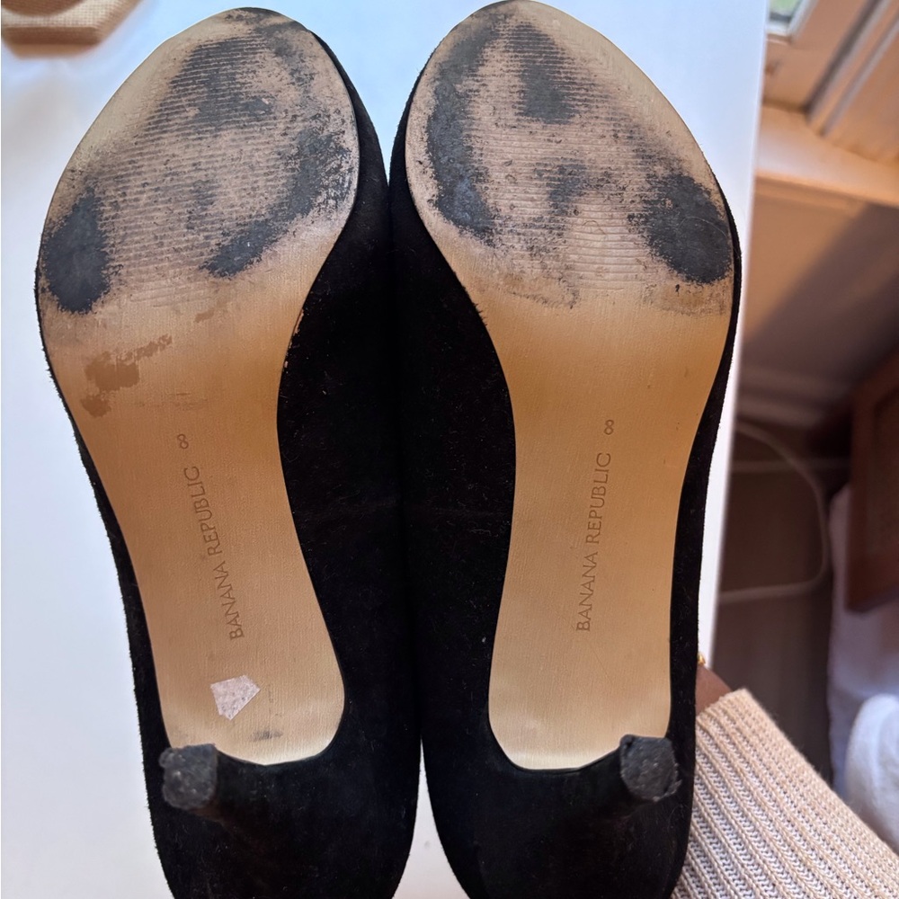 Banana Republic Black Suede Pointed Toe Heels